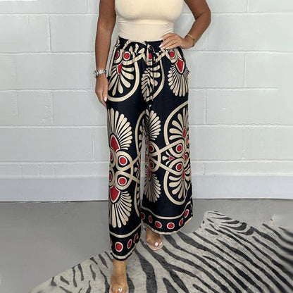 🔥Women’s Stylish Printed Satin Wide-Leg Pants