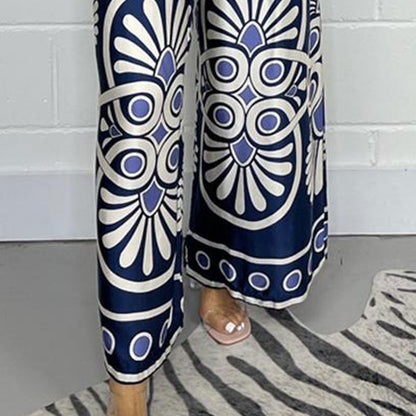 🔥Women’s Stylish Printed Satin Wide-Leg Pants