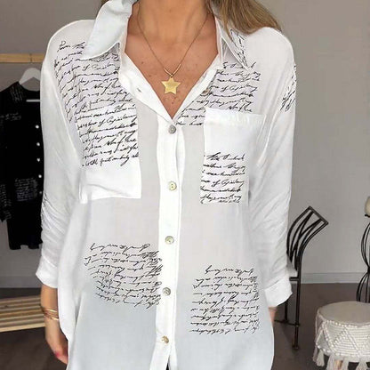 🔥(LIMITED TIME DISCOUNT 70% OFF)🎉Lady's Long Sleeve Printed Fashion Lapel Shirt