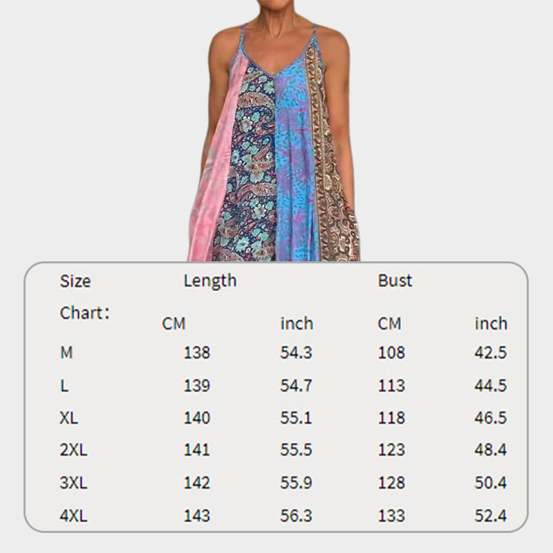 Women's Print Spaghetti Strap Relax Fit Maxi Dress