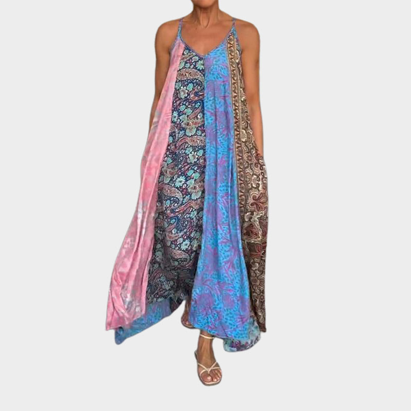 Women's Print Spaghetti Strap Relax Fit Maxi Dress