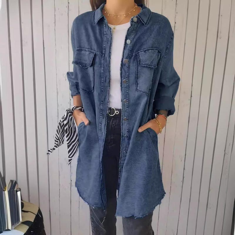 ✨️LATEST MODEL🤠🩵Women’s Faux Denim Comfortable Lapel Coat Shirt