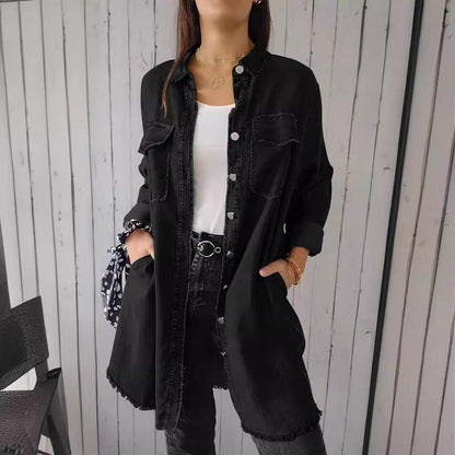 ✨️LATEST MODEL🤠🩵Women’s Faux Denim Comfortable Lapel Coat Shirt