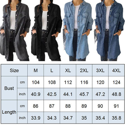 ✨️LATEST MODEL🤠🩵Women’s Faux Denim Comfortable Lapel Coat Shirt