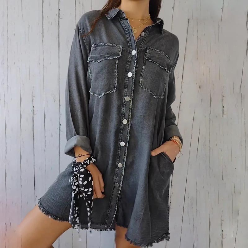 ✨️LATEST MODEL🤠🩵Women’s Faux Denim Comfortable Lapel Coat Shirt