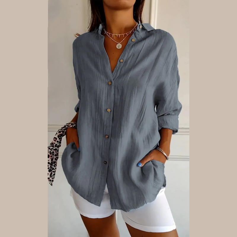 💕HOT SALE 50% OFF💕Classic Pleated Textured Single-Breasted Lapel Shirt for Women