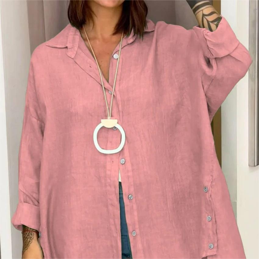 🔥50% off price 🔥Women's Casual Solid Color Long Sleeve Button Down Shirt