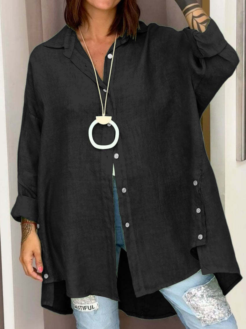 🔥50% off price 🔥Women's Casual Solid Color Long Sleeve Button Down Shirt