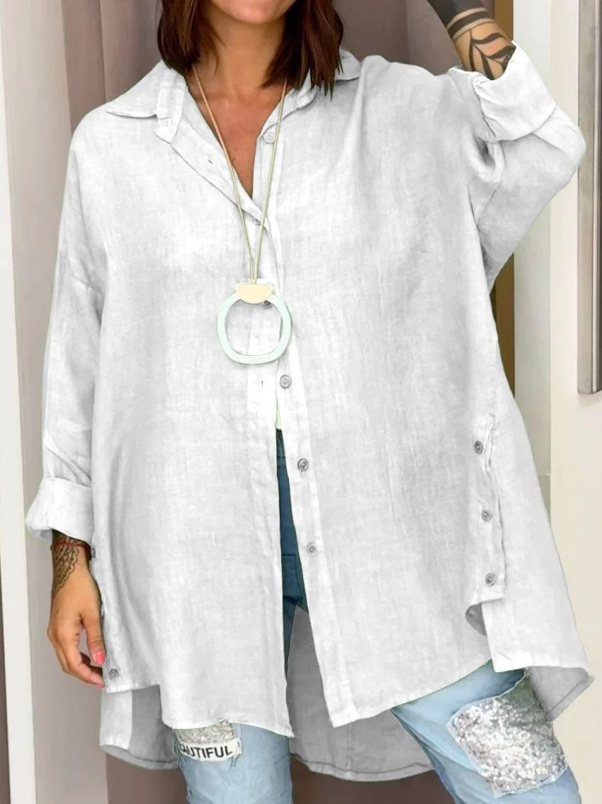 🔥50% off price 🔥Women's Casual Solid Color Long Sleeve Button Down Shirt