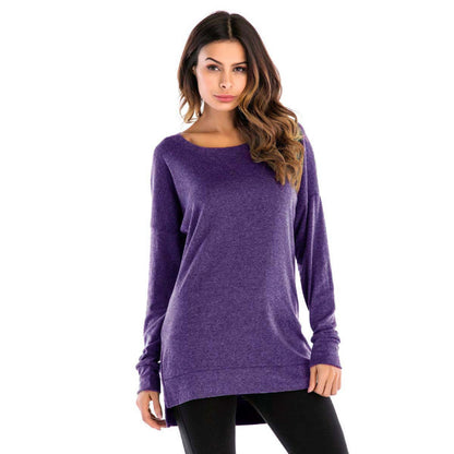 Women's Crewneck Long Sleeves Side Split Tunic Top