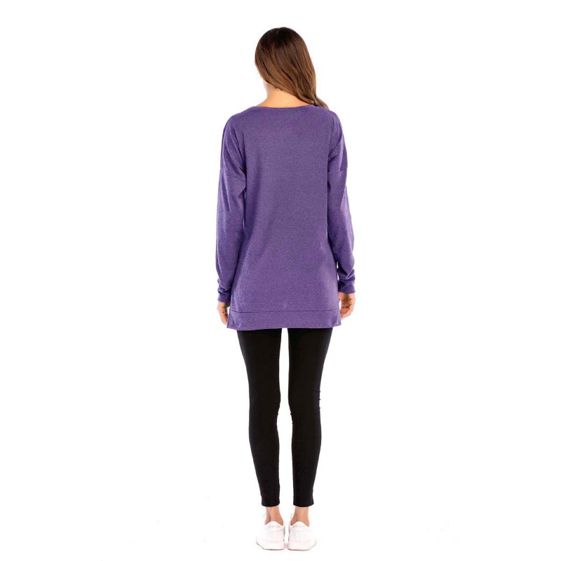 Women's Crewneck Long Sleeves Side Split Tunic Top