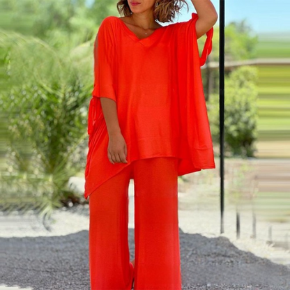 🔥Hot Sale 50%Off🔥Women's 2 Piece Outfits Causal Loose Top & Wide Leg Pants