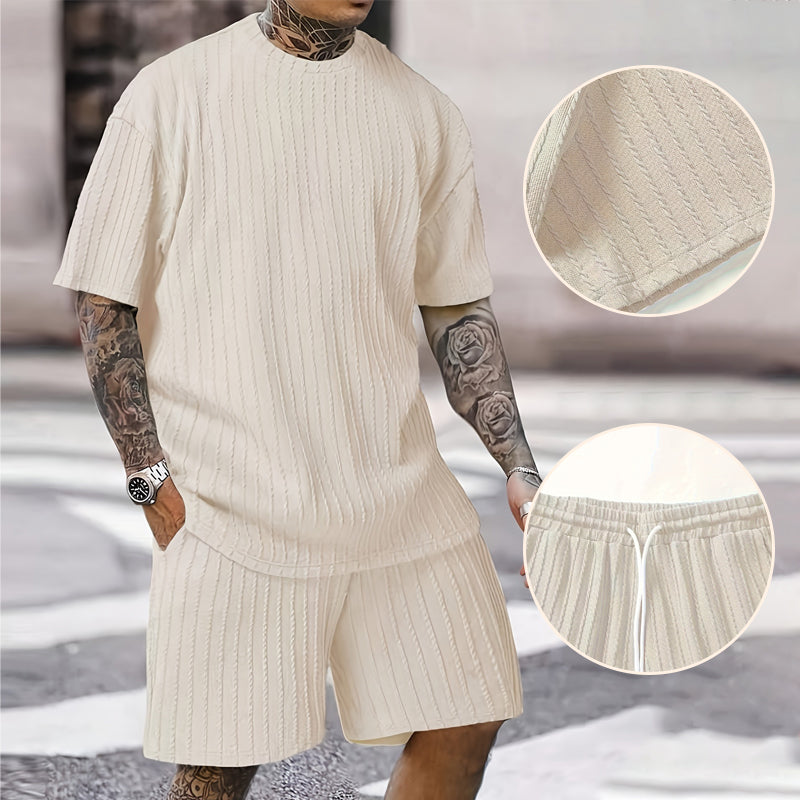 💕Free shipping for two pieces💕Men’s Summer 2-piece Set - Drop Shoulder T-shirt and Drawstring Shorts