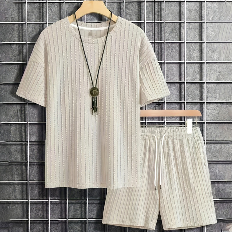 💕Free shipping for two pieces💕Men’s Summer 2-piece Set - Drop Shoulder T-shirt and Drawstring Shorts