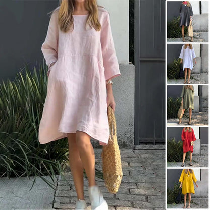 💕BUY 2 Get free shipping💕Women’s Casual Solid Color Loose Fit Dress with Pocket