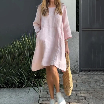 💕BUY 2 Get free shipping💕Women’s Casual Solid Color Loose Fit Dress with Pocket