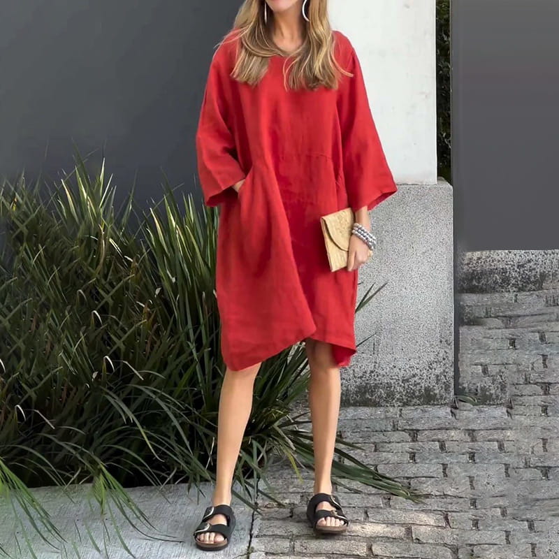 💕BUY 2 Get free shipping💕Women’s Casual Solid Color Loose Fit Dress with Pocket