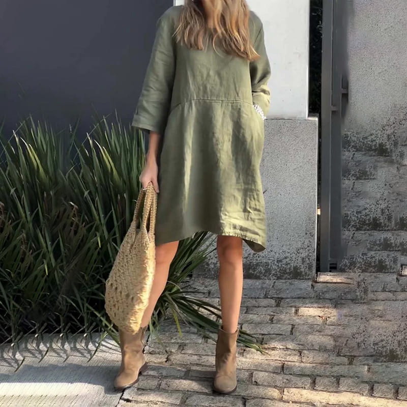 💕BUY 2 Get free shipping💕Women’s Casual Solid Color Loose Fit Dress with Pocket