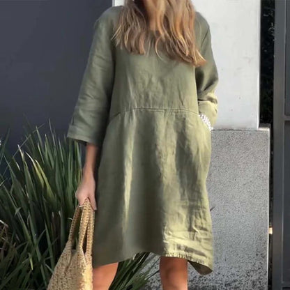 💕BUY 2 Get free shipping💕Women’s Casual Solid Color Loose Fit Dress with Pocket