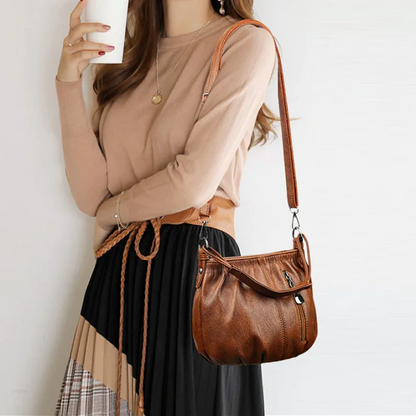 Casual Pleated Bucket Soft Leather Handbag Shoulder Bag