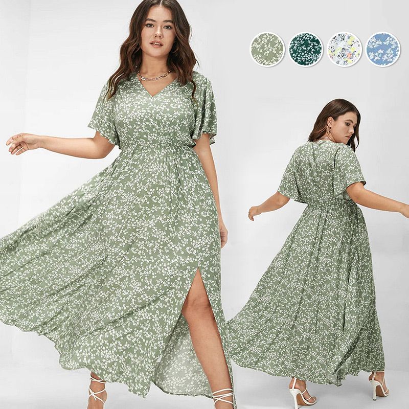 HOT SALE 50% OFF🌸Women's Bohemian Floral Split Maxi Dress With Elastic Waist