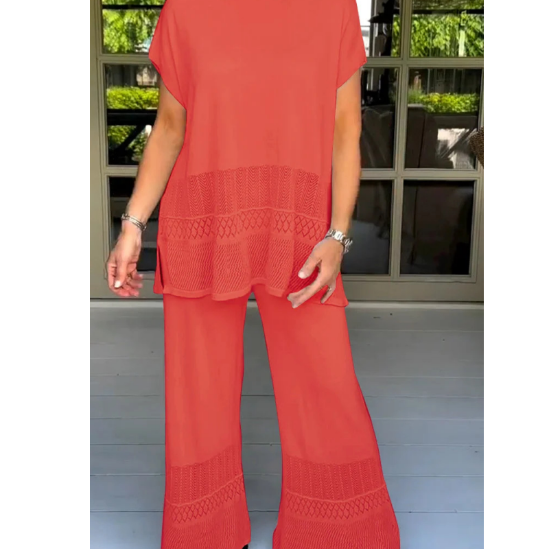 💕Free Shipping💕Women’s Solid Color Two-Piece Short Sleeve Top & Pants Set