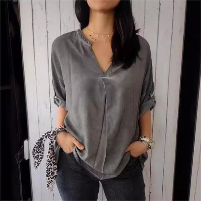 🔥BUY 2 GET Free Shipping💝Casual Breathable Solid Color V-Neck Top