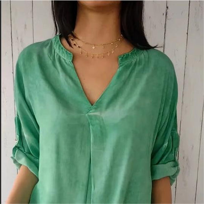 🔥BUY 2 GET Free Shipping💝Casual Breathable Solid Color V-Neck Top