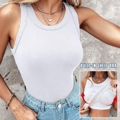 💥Limit Time 50% OFF👚Women's Ribbed Tank Top with Shelf Bra