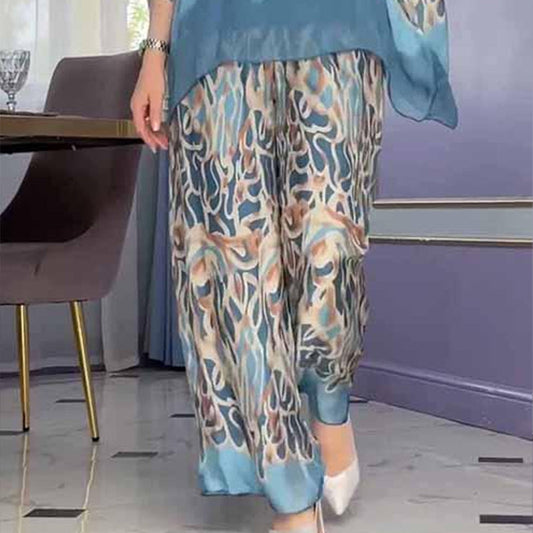 🦋49% off🩵 Printed top and wide-leg trousers set