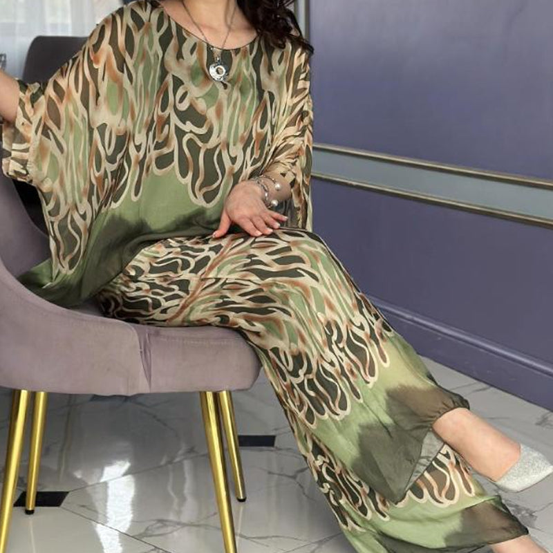 🦋49% off🩵 Printed top and wide-leg trousers set