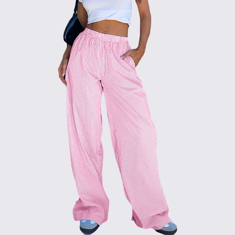 🔥2024 Hot Sale🔥Women Striped Casual Relaxed Fit Straight Lounge Pants