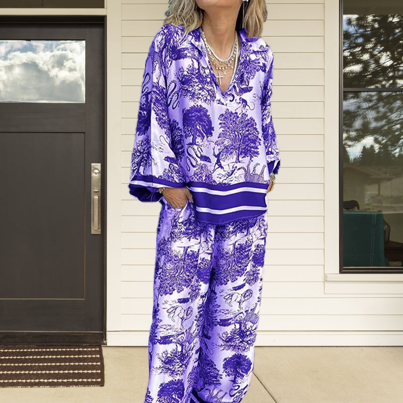 Printed Causal Loose Suit for Plus Size Women