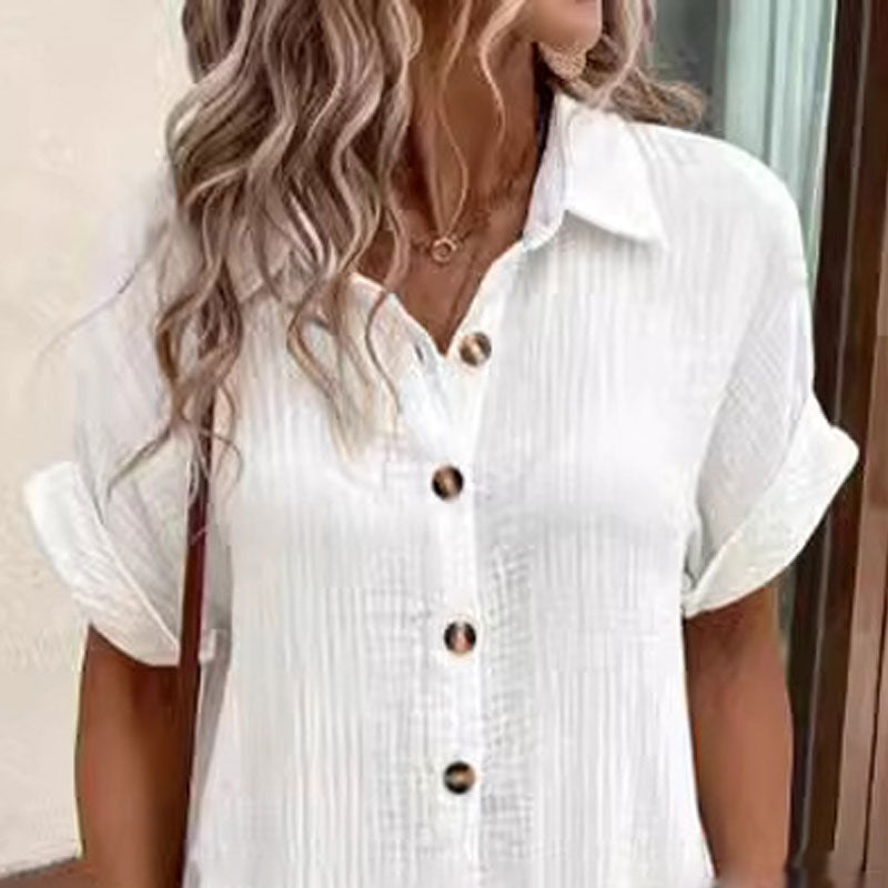 Women's Buttoned Short Sleeve Pocket Casual Shirt Dress