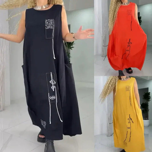 💥Limit Time 50% OFF💃Casual Sleeveless Maxi Dress for Plus Size Women