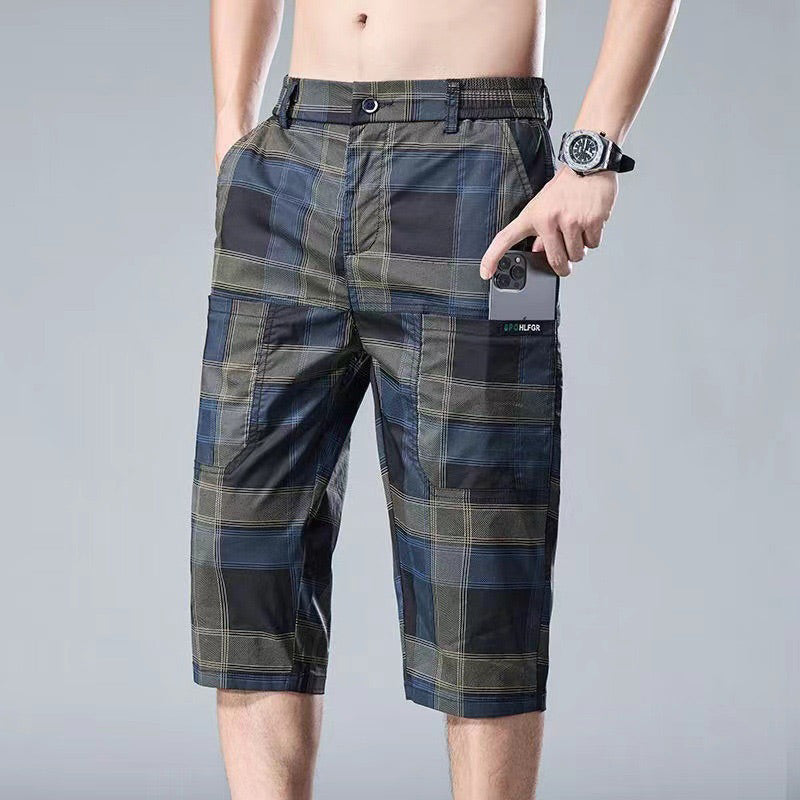 🔥50% OFF🔥 Men's Casual Plaid Straight Leg 3/4 Shorts