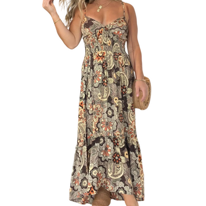 💥Limit Time 50% OFF 💕Women’s Sexy Spaghetti Strap Floral Print Long Dress