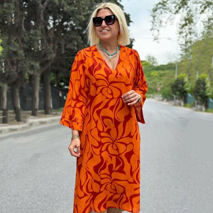 Elegant Printed Dress for Plus-Size Women