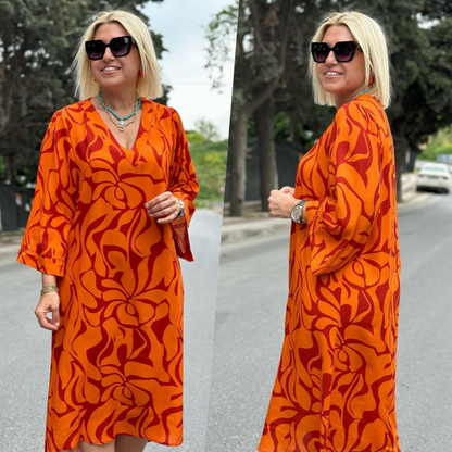 Elegant Printed Dress for Plus-Size Women