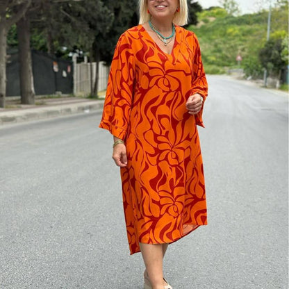 Elegant Printed Dress for Plus-Size Women