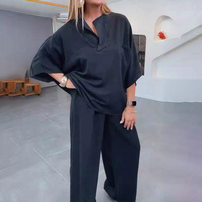 💥42% OFF & Free Shipping💃Women's 2 Piece Outfits Oversized Top & Wide Leg Pants