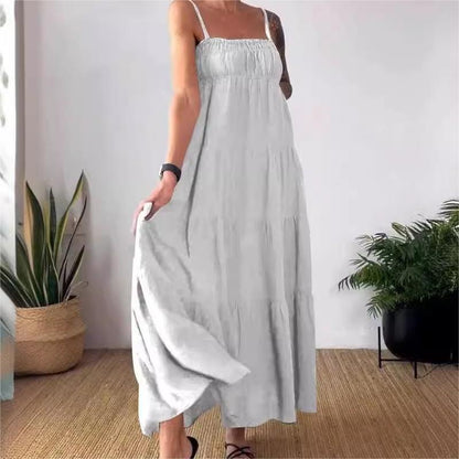 🦋Solid Color Pleated Breathable Spaghetti Strap Dress