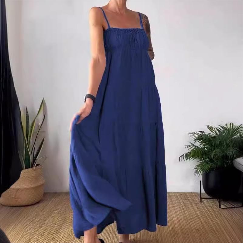 🦋Solid Color Pleated Breathable Spaghetti Strap Dress