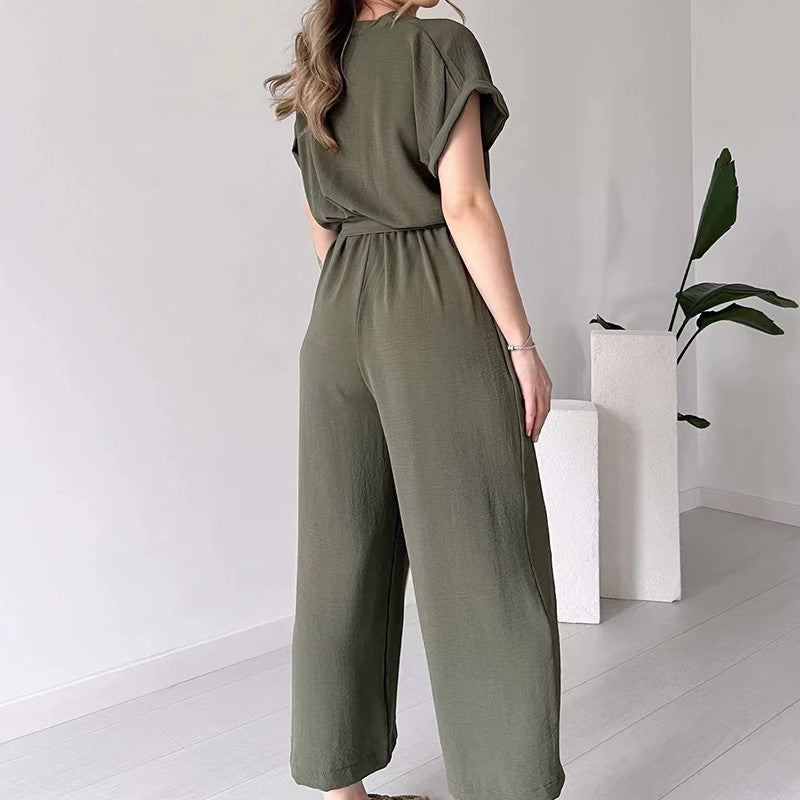 💕50% off💕Women's V-Neck Short Sleeve Casual Jumpsuit