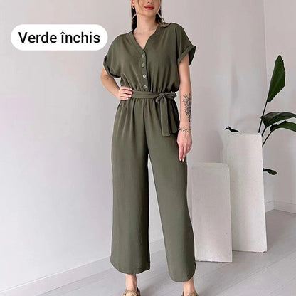 💕50% off💕Women's V-Neck Short Sleeve Casual Jumpsuit