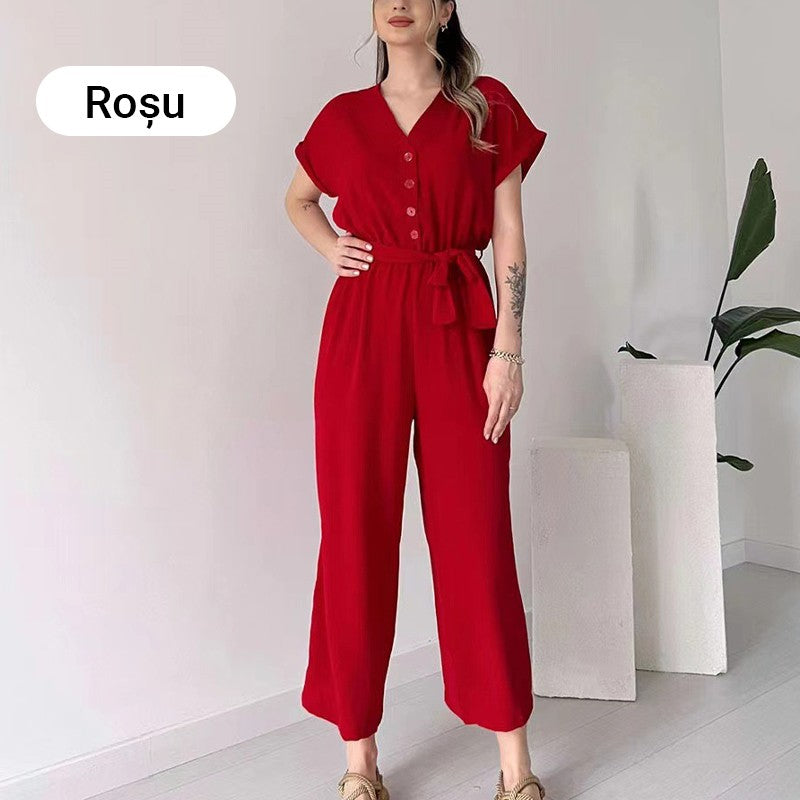 💕50% off💕Women's V-Neck Short Sleeve Casual Jumpsuit