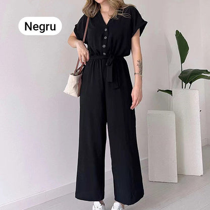 💕50% off💕Women's V-Neck Short Sleeve Casual Jumpsuit