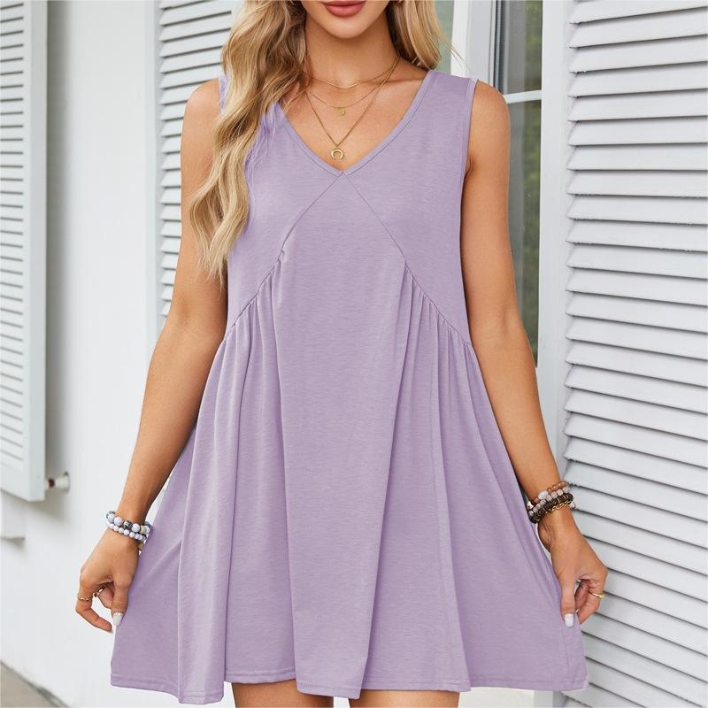 🦋HOT SALE 53% OFF🦋Women’s V-Neck Sleeveless Vest Loose pleated Dress