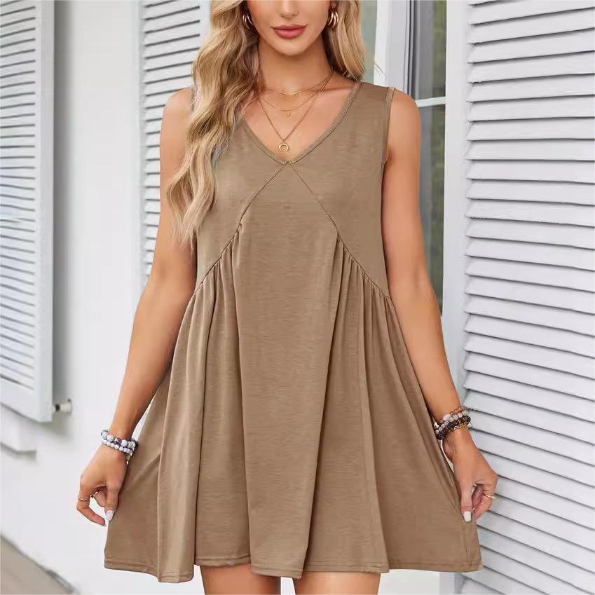 🦋HOT SALE 53% OFF🦋Women’s V-Neck Sleeveless Vest Loose pleated Dress