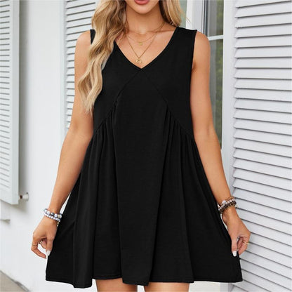 🦋HOT SALE 53% OFF🦋Women’s V-Neck Sleeveless Vest Loose pleated Dress